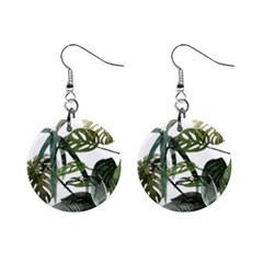 Botanical Illustration Palm Leaf Mini Button Earrings