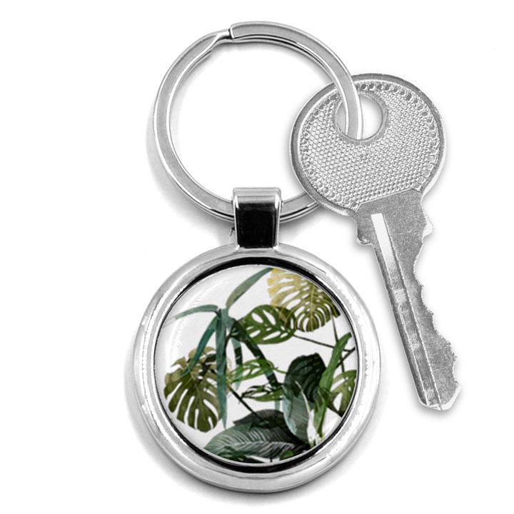 Botanical Illustration Palm Leaf Key Chains (Round) 