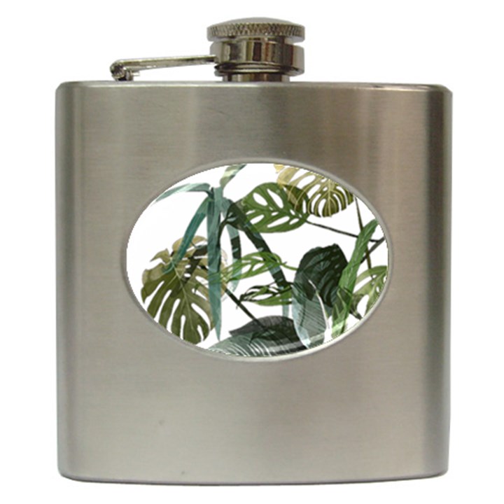 Botanical Illustration Palm Leaf Hip Flask (6 oz)