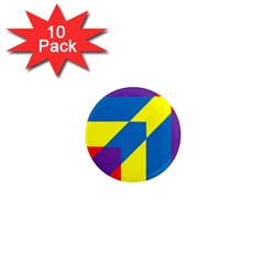 Colorful Red Yellow Blue Purple 1  Mini Magnet (10 Pack) 