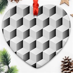 Cube Isometric Heart Ornament (two Sides) by Mariart