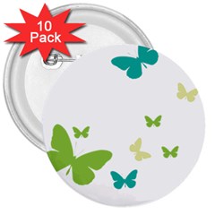 Butterfly 3  Buttons (10 Pack) 