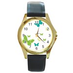 Butterfly Round Gold Metal Watch Front