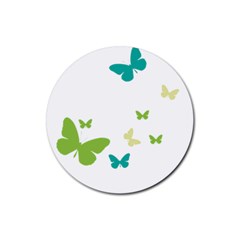 Butterfly Rubber Coaster (round)  by Mariart