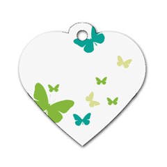 Butterfly Dog Tag Heart (two Sides) by Mariart