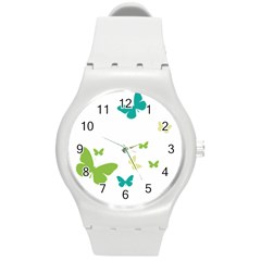 Butterfly Round Plastic Sport Watch (m) by Mariart