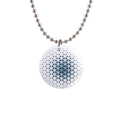 Business Blue Triangular Pattern 1  Button Necklace