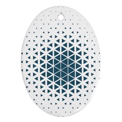 Business Blue Triangular Pattern Oval Ornament (two Sides) by Mariart