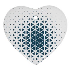 Business Blue Triangular Pattern Heart Ornament (two Sides) by Mariart