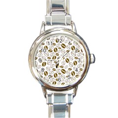 Coffee Beans Vector Round Italian Charm Watch by Mariart