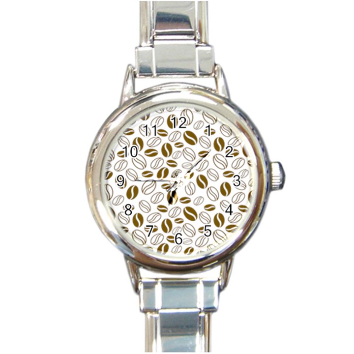 Coffee Beans Vector Round Italian Charm Watch