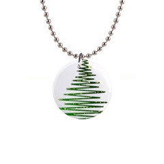 Christmas Tree Spruce 1  Button Necklace by Mariart