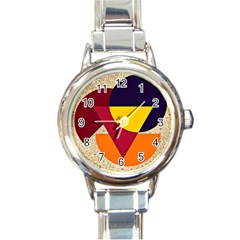 Circle Half Circle Colorful Round Italian Charm Watch by Mariart