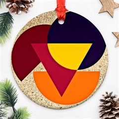 Circle Half Circle Colorful Round Ornament (two Sides) by Mariart