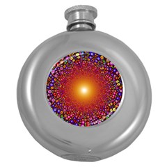 Color Background Structure Lines Polka Dots Round Hip Flask (5 Oz) by Mariart