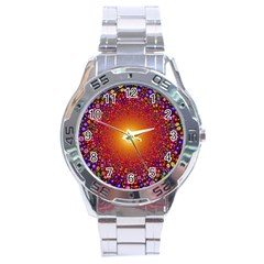 Color Background Structure Lines Polka Dots Stainless Steel Analogue Watch by Mariart