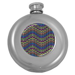 Decorative Ornamental Abstract Wave Round Hip Flask (5 Oz) by Mariart