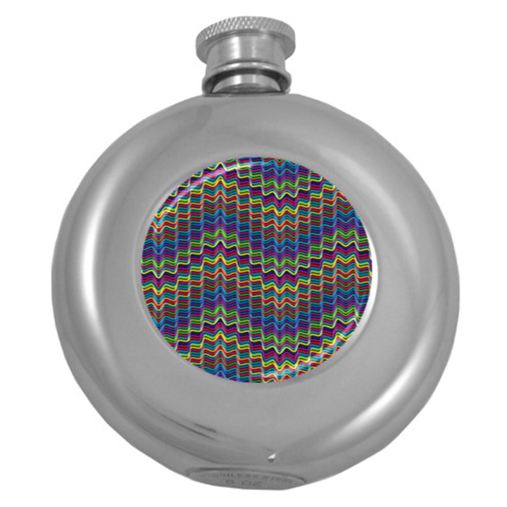 Decorative Ornamental Abstract Wave Round Hip Flask (5 oz)