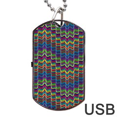 Decorative Ornamental Abstract Wave Dog Tag Usb Flash (one Side) by Mariart