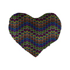 Decorative Ornamental Abstract Wave Standard 16  Premium Flano Heart Shape Cushions by Mariart