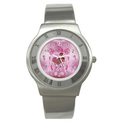 Cute Little Girl With Heart Stainless Steel Watch by FantasyWorld7