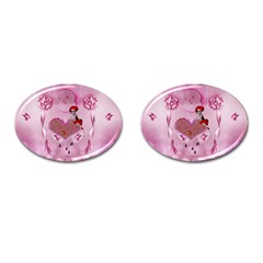 Cute Little Girl With Heart Cufflinks (oval) by FantasyWorld7