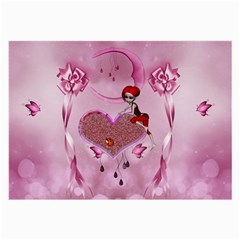 Cute Little Girl With Heart Large Glasses Cloth by FantasyWorld7