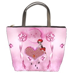 Cute Little Girl With Heart Bucket Bag by FantasyWorld7