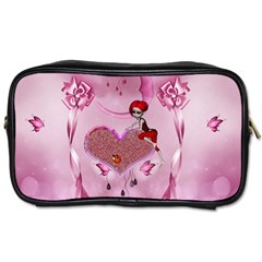 Cute Little Girl With Heart Toiletries Bag (two Sides) by FantasyWorld7