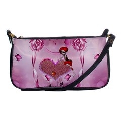 Cute Little Girl With Heart Shoulder Clutch Bag by FantasyWorld7