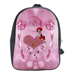 Cute Little Girl With Heart School Bag (xl) by FantasyWorld7