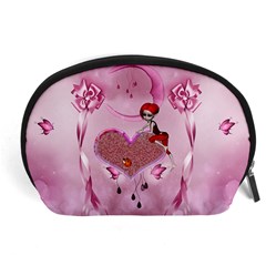 Cute Little Girl With Heart Accessory Pouch (large) by FantasyWorld7