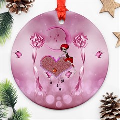 Cute Little Girl With Heart Ornament (round) by FantasyWorld7