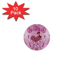 Cute Little Girl With Heart 1  Mini Buttons (10 Pack)  by FantasyWorld7