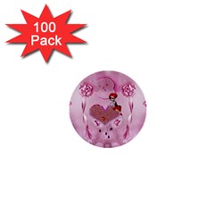 Cute Little Girl With Heart 1  Mini Buttons (100 Pack)  by FantasyWorld7