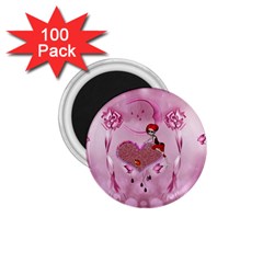 Cute Little Girl With Heart 1 75  Magnets (100 Pack)  by FantasyWorld7