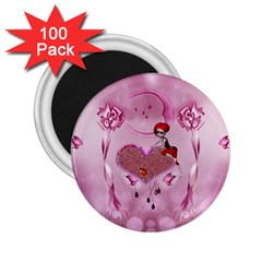 Cute Little Girl With Heart 2 25  Magnets (100 Pack)  by FantasyWorld7