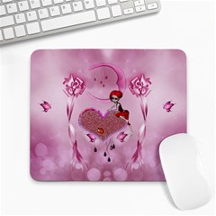 Cute Little Girl With Heart Large Mousepads by FantasyWorld7