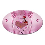 Cute Little Girl With Heart Oval Magnet Front