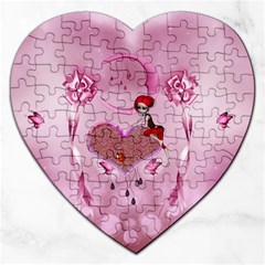 Cute Little Girl With Heart Jigsaw Puzzle (heart) by FantasyWorld7