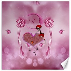 Cute Little Girl With Heart Canvas 20  X 20  by FantasyWorld7