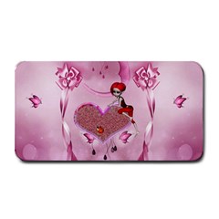 Cute Little Girl With Heart Medium Bar Mats by FantasyWorld7