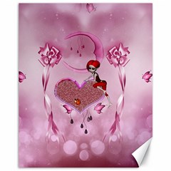 Cute Little Girl With Heart Canvas 11  X 14  by FantasyWorld7