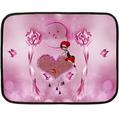 Cute Little Girl With Heart Double Sided Fleece Blanket (mini)  by FantasyWorld7