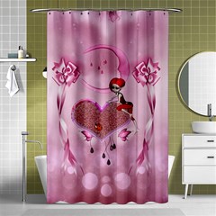 Cute Little Girl With Heart Shower Curtain 48  X 72  (small)  by FantasyWorld7