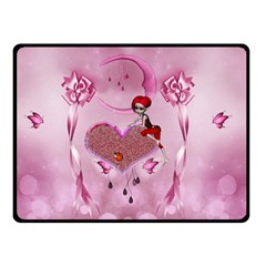 Cute Little Girl With Heart Double Sided Fleece Blanket (small)  by FantasyWorld7