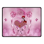 Cute Little Girl With Heart Double Sided Fleece Blanket (Small)  45 x34  Blanket Front