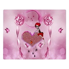 Cute Little Girl With Heart Double Sided Flano Blanket (large)  by FantasyWorld7