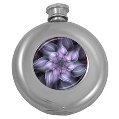 Purple Flower Windswept Round Hip Flask (5 Oz) by JezebelDesignsStudio