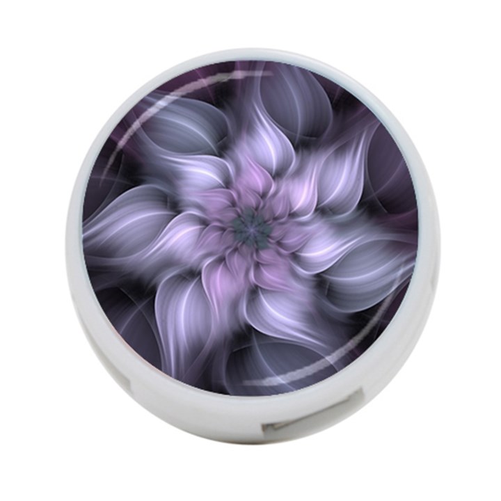 Purple Flower Windswept 4-Port USB Hub (One Side)